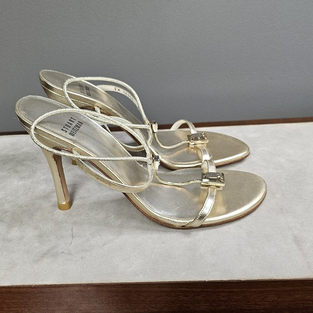 Stuart Weitzman Gold Ankle Strap Sandals
